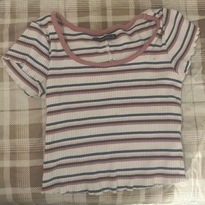 Striped short sleeve top